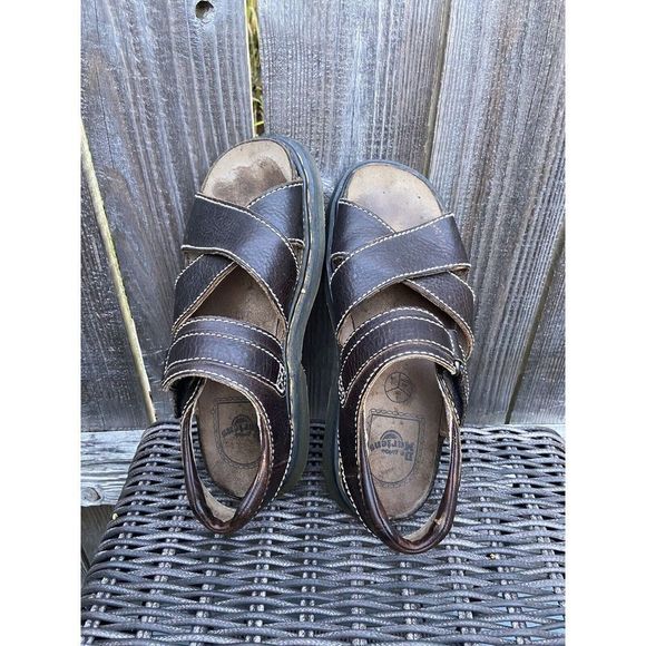 Vintage Dr Marten Fisherman Sandals Brown Leather Mens 10 England 90s Y2K Chunky main image 4